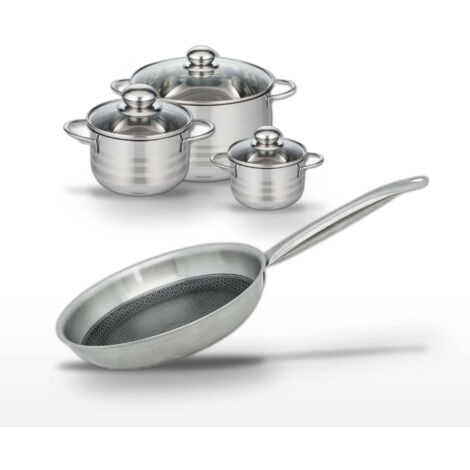 Lot Poêle 24cm et 3 Faitouts Elo Relief Solution