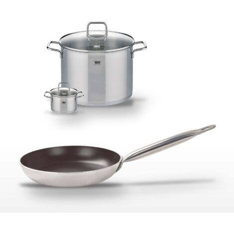 Lot Poêle 28 cm avec revêtement céramique sans PFAS & 2 Faitouts 12/26 cm Elo Bistro Line Citrin