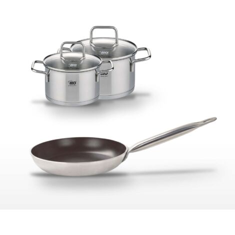 Lot Poêle 28 cm avec revêtement céramique sans PFAS & 2 Faitouts 14/16 cm Elo Bistro Line Citrin
