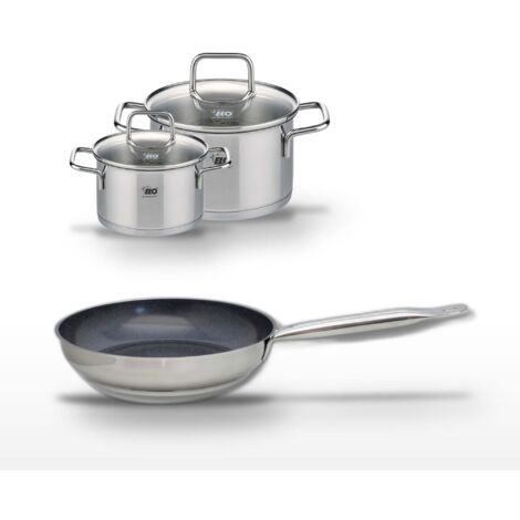 Lot Poêle 28cm & 2 Faitouts 12/16cm Elo Profi Therm Platinum