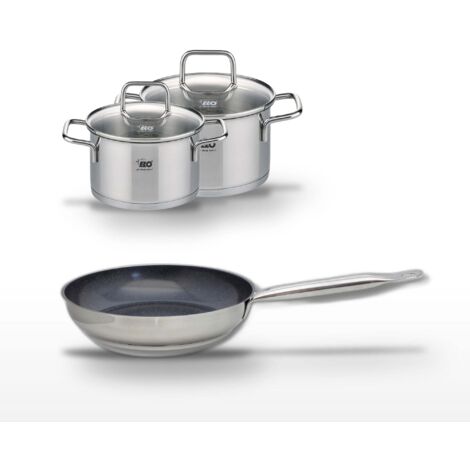 Lot Poêle 28cm & 2 Faitouts 14/16cm Elo Profi Therm Platinum