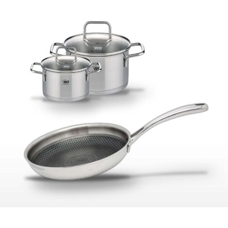 Lot Poêle 28cm Elo Relief Evolution & 2 Faitouts 16/12cm Elo
