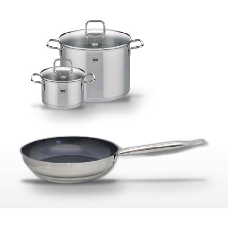 Lot Poêle 28cm et 2 Faitouts 20/26cm Elo Profi Therm Platinum
