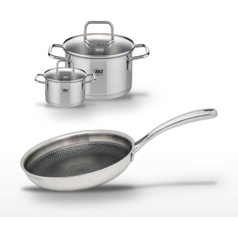 Lot Poêle 28cm Relief Evolution & 2 Faitouts 20/12cm Elo