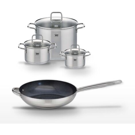 Lot Poêle 32 cm Profi Therm Platinum et 3 Faitouts Elo