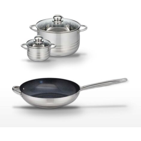 Lot Poêle 32cm & 2 Faitouts 12/24cm Elo Profi Therm Platinum