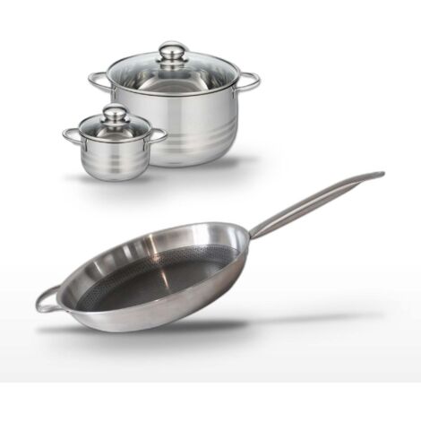 Lot Poêle 32cm & 2 Faitouts 20/12cm Elo Relief Solution
