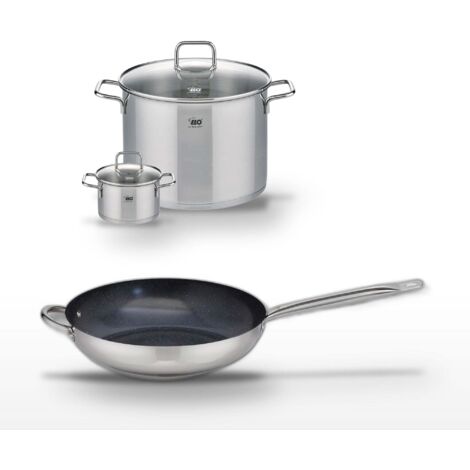 Lot Poêle 32cm et 2 Faitouts 14/26cm Elo Profi Therm Platinum