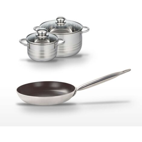 Lot Poêle 32cm et 2 Faitouts 16/24cm Elo Bistro Line
