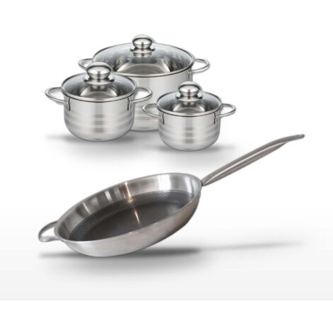 Lot Poêle 32cm et 3 Faitouts 20/16/14cm Elo Relief Solution