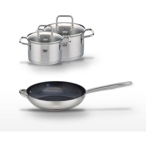 Lot Poêle 32cm Profi Therm Platinum Elo & 2 Faitouts 14/16cm