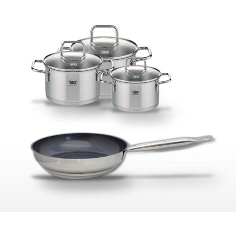 Lot Poêle céramique 28cm Profi Therm Platinum Elo & 3 Faitouts Elo Citrin