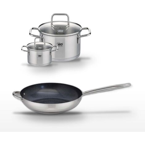 Lot Poêle céramique 32 cm & 2 Faitouts 12/20 cm Elo Profi Therm Platinum