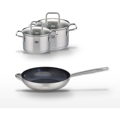 Lot Poêle céramique 32cm Elo Profi Therm Platinum et Faitouts 12/14cm Elo