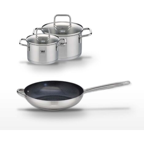 Lot Poêle céramique 32cm et 2 Faitouts 16/20cm Elo Profi Therm Platinum
