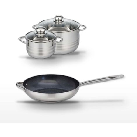 Lot Poêle céramique 32cm et 2 Faitouts 16/24cm Elo Profi Therm Platinum