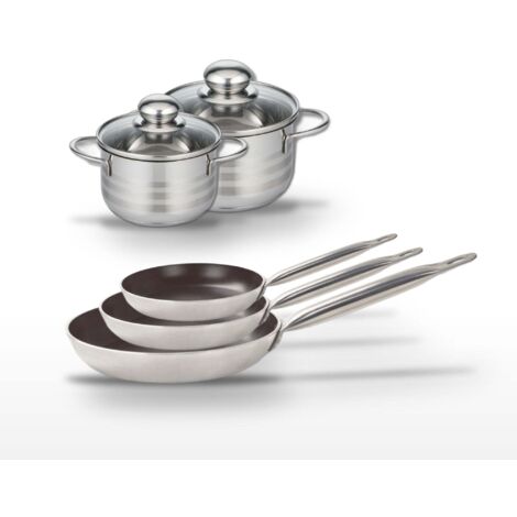 Lot Poêles 24/28/32 cm et Faitouts 14/16 cm Elo Bistro Line