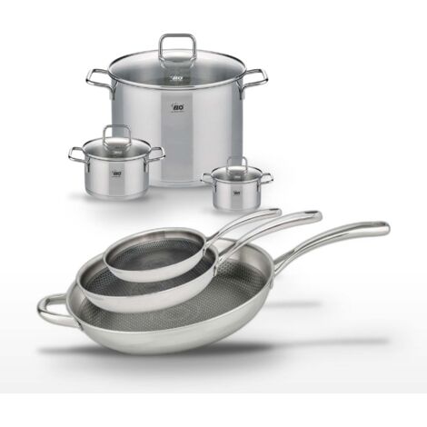 Lot Poêles 24/28/32cm & Faitouts 12/16/26cm Elo Relief Evolution