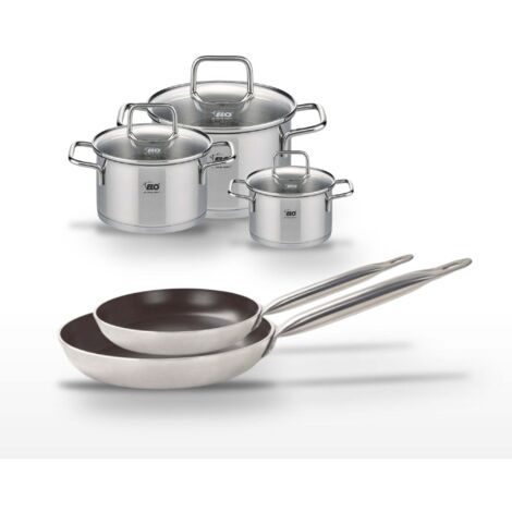 Lot Poêles 24/28 cm avec revêtement céramique sans PFAS & Faitouts 12/16/20 cm Elo Bistro Line Citrin