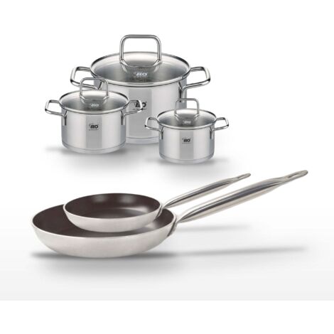 Lot Poêles 24/32 cm avec revêtement céramique sans PFAS et Faitouts 12/14/20 cm Elo Bistro Line Citrin