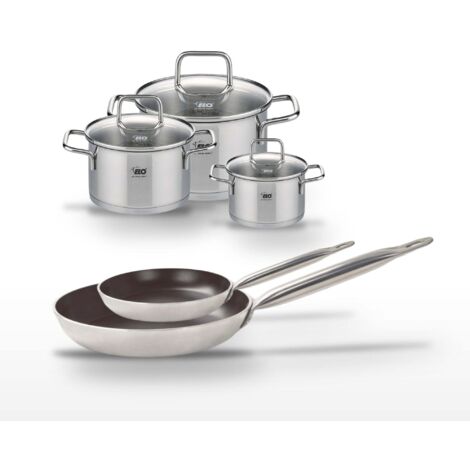 Lot Poêles 24/32 cm avec revêtement céramique sans PFAS et Faitouts 12/16/20 cm Elo Bistro Line Citrin
