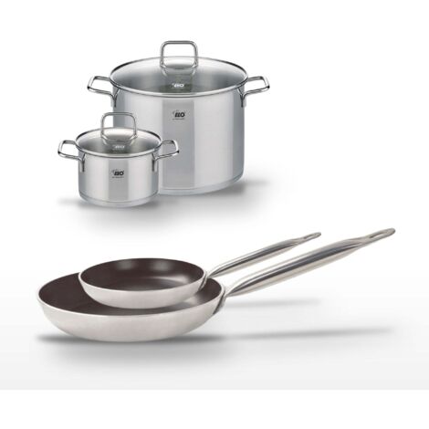 Lot Poêles 24/32 cm avec revêtement céramique sans PFAS & Faitouts 20/26 cm Elo Bistro Line Citrin