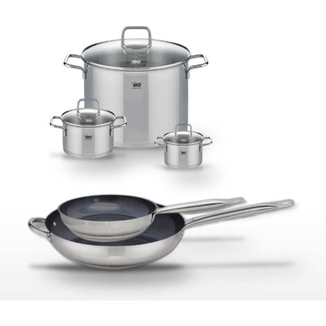 Lot Poêles 24/32cm Elo Profi Therm Platinum et 3 Faitouts Elo Citrin