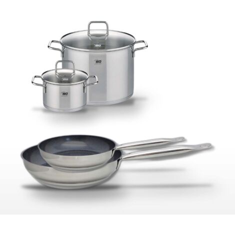 Lot Poêles 24cm & 28cm Elo Profi Therm Platinum avec 2 Faitouts 20cm & 26cm
