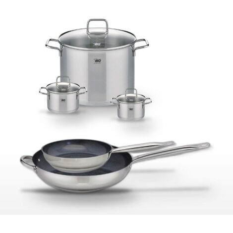 Lot Poêles 24cm & 32cm Elo Profi Therm Platinum et Faitouts 12/14/26cm Elo