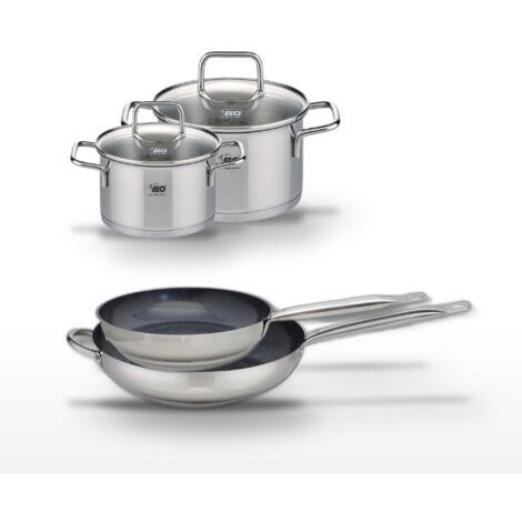 Lot Poêles 28/32 cm Elo Profi Therm Platinum et Faitouts 16/20 cm