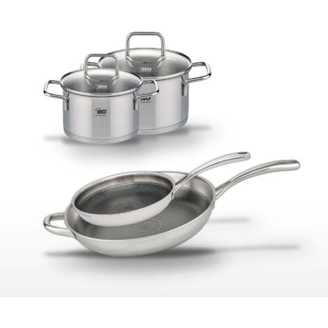 Lot Poêles 28cm & 32cm Elo Relief Evolution avec 2 Faitouts Elo