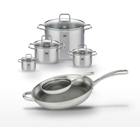Lot Poêles 32cm & 24cm Elo Relief Evolution avec 4 Faitouts Elo Citrin