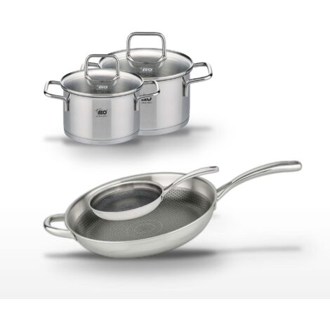 Lot Poêles 32cm & 24cm Elo Relief Evolution avec Faitouts 14cm & 16cm