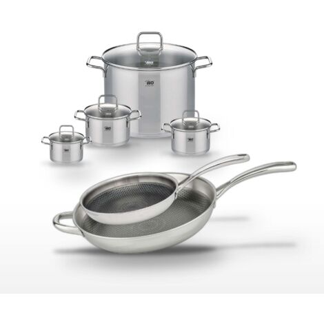 Lot Poêles 32cm & 28cm Elo Relief Evolution avec 4 Faitouts Elo Citrin
