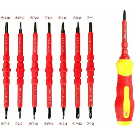 Lot Precision Screwdriver Set, Magnetic Electrician's Screwdriver 7PCS Multifunctional Insulated Screwdriver Multifunctional Flat Cruciform Steel CR-V with Non-slip Handle for Repair