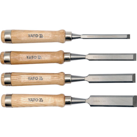 Lot professionnel de 4 ciseaux a bois acier chrome vanadium 1o, 16, 20 et 25 mm