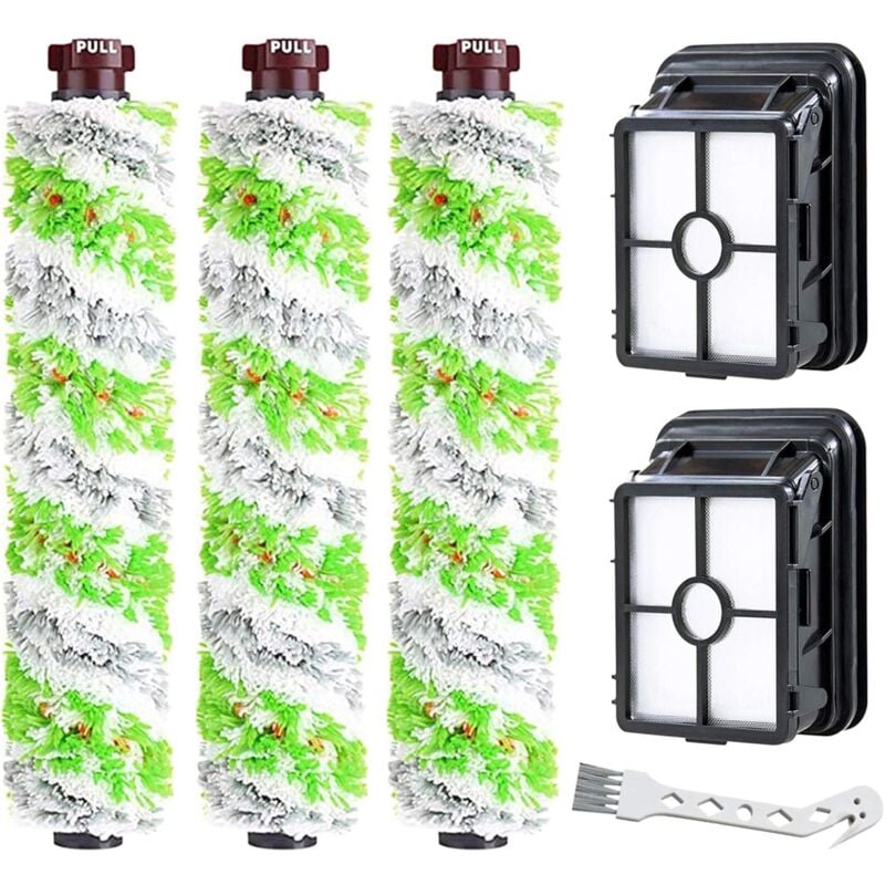 Ladacèe - Lot Remplacement 3 Brosse Rouleau + 2 Filtres bissell Crosswave 17132 et 2225N Series pour Familles avec Animaux Domestiques Fumeurs
