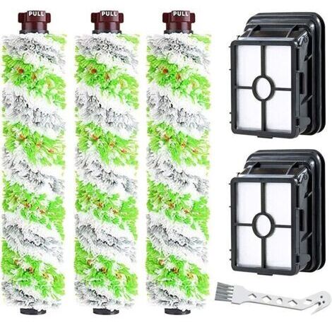 Lot Remplacement 3 Brosse Rouleau + 2 Filtres BISSELL Crosswave 17132 et 2225N Series pour Familles avec Animaux Domestiques Fumeurs Accessoires Aspirateur Bissell Crosswave