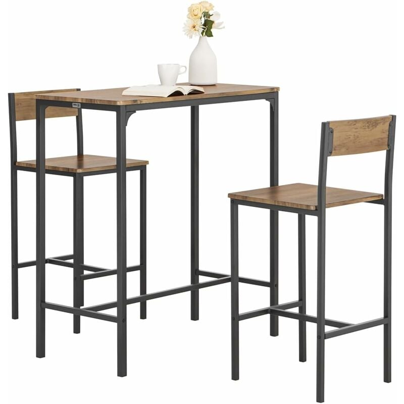 lot table et chaises de bar de style industriel ensemble table de bar + 2 haute chaise haute,ogt03-xl sobuy