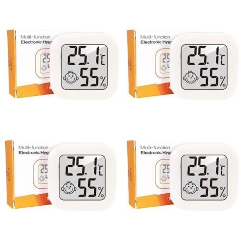 Lot Thermomètre Intérieur, 4 Pieces Lcd Mini Digital Thermometre Hygrometre Interieur, Haute Précision Petit Thermomètre D\'In[O88]