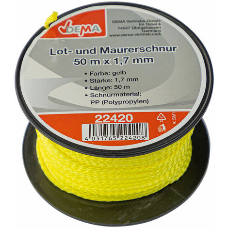 Lot- und Maurerschnur 50m x 1,7mm PP gelb
