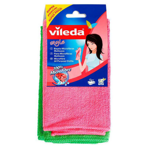 Lot VILEDA de 2 Chiffons microfibres multiusage colorés
