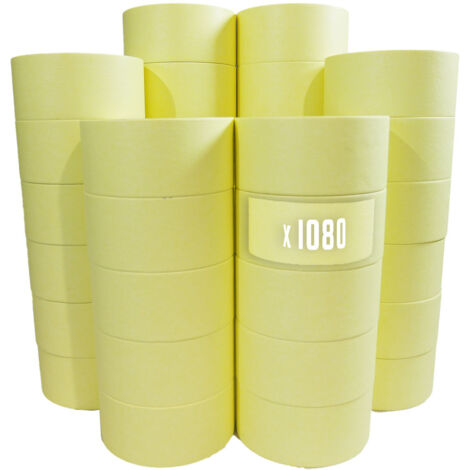 Lot von 1080 Gelbes Abdeckklebebandern, das bis 80° hitzebeständig ist - Klebebandrolle 50 mm x 50 m TECPLAST zum Malen
