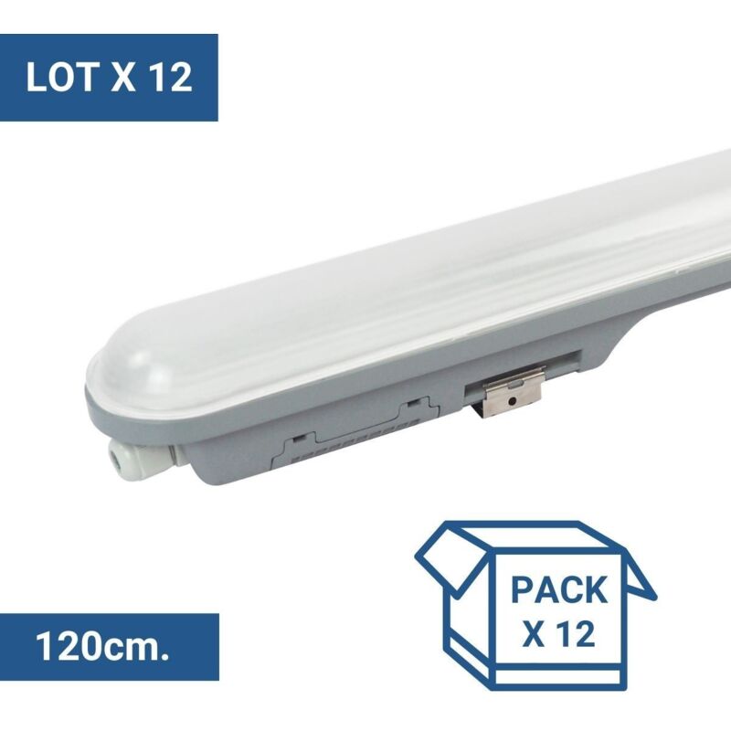 Barcelona Led - Lot x 12 - Réglette étanche led connectable 36W - 120cm - IP65 - Blanc Neutre