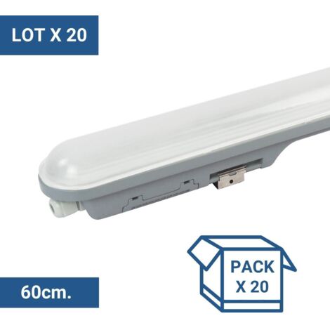 Lot x 20 - Réglette étanche LED connectable 9W - 60cm - IP65 -