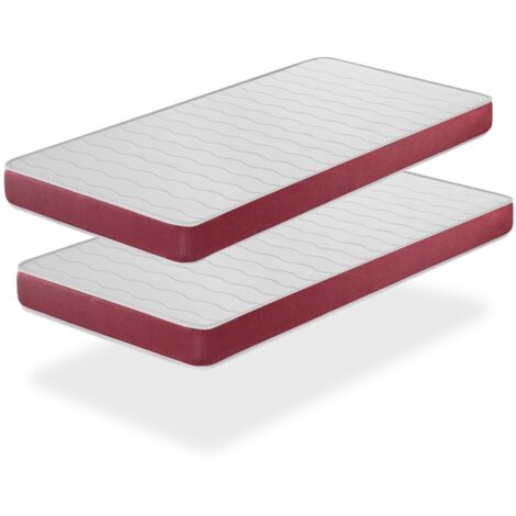 LOT X2 Materassi singolo in schiumaTraspirante 90X200 VELVET, alto 14 CM, ergonomici e adattabili