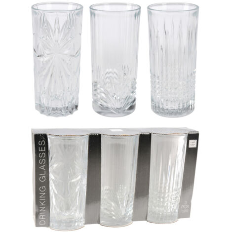 LOTE 3 VASOS LABRADOS ALTOS 380 ML