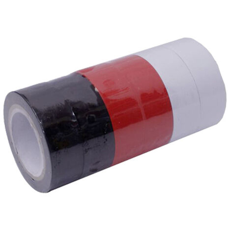 Lote 6 cintas aislantes 10mx19mm (2 blancas,2 negras, 2 rojas)