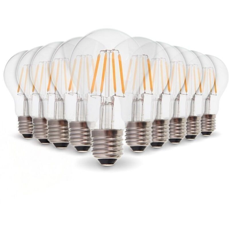 

Lote de 10 bombillas LED E27 6W filamento eq. 54W blanco cálido 2700K
