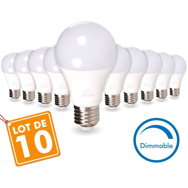 

LOTE DE 10 BOMBILLAS LED E27 13W DIMMABLE Eq 75W | Temperatura de color: Blanco cálido 2700K